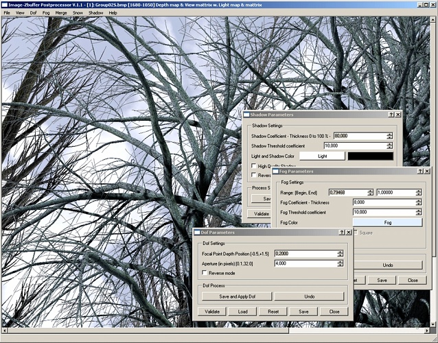 ImagePostproc.jpg - Image - Zbuffer Postprocessor. Qt4. // Cirad AMAP // 2006